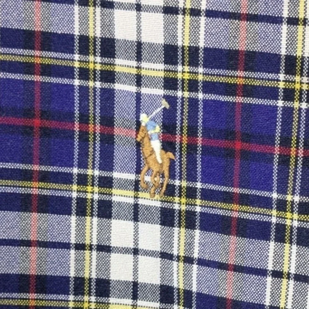 Polo Ralph Lauren Mens XXL Classic Fit Plaid Button Down Shirt Blue White Red